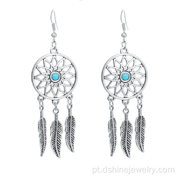 Dream Catcher pingente brincos liga pena Dangle brincos